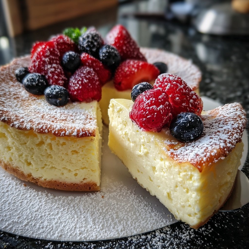 Käsekuchen mit Vanillepudding