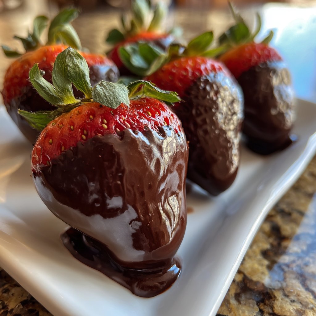 Erdbeeren mit Schokolade überzogen