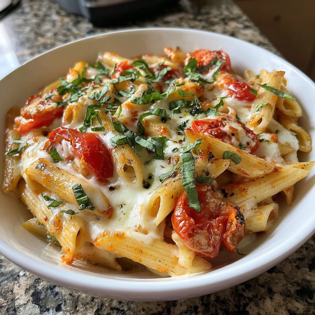 Penne mit Tomaten und Mozzarella