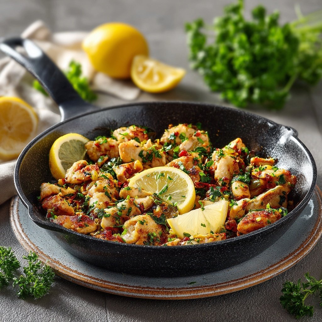 Kalorienarme Hähnchenpfanne Mit Zitronen Kräutern