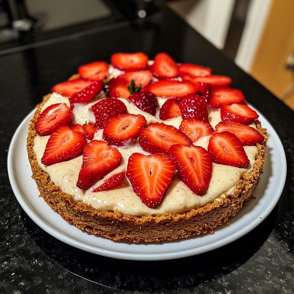 Erdbeerkuchen mit Pudding