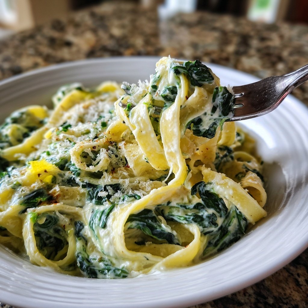 Tagliatelle mit Spinat und Zitronencreme