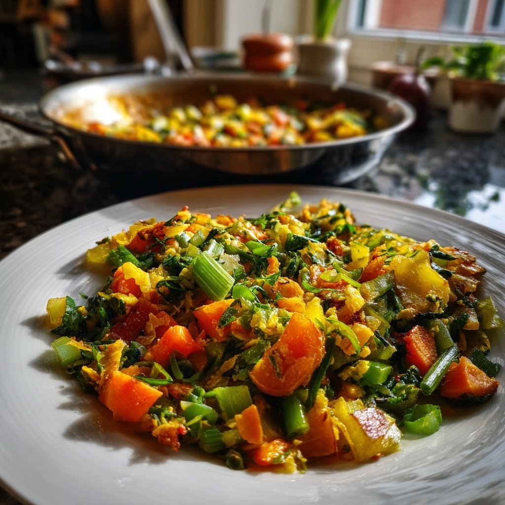 Mittagessen mit Gemüsepfanne